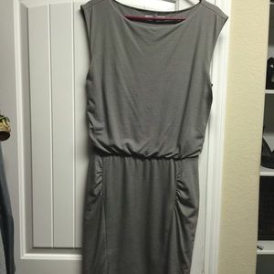 Brown/White Striped fitted dress