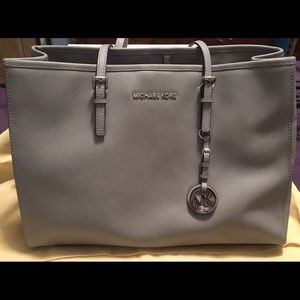 Michael Kors gray Jet Set leather tote