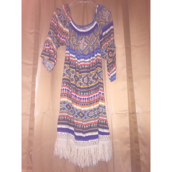 Adorable FP off the shoulder dress with fringe