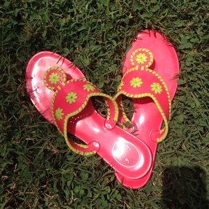 Lime and hot pink Jack Roger Jellies! Size 8!