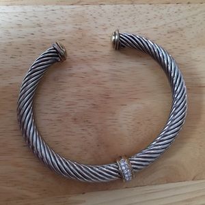 Silver with gold accents and CZ stones cuff