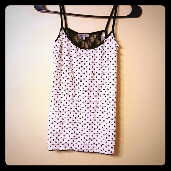 Charlotte Russe ruffle polka-dot tank