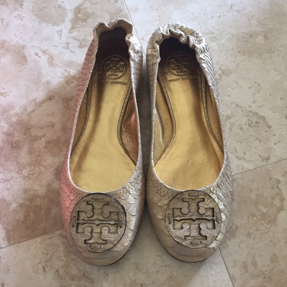 Tory Burch Satin Snake Reva Gold
