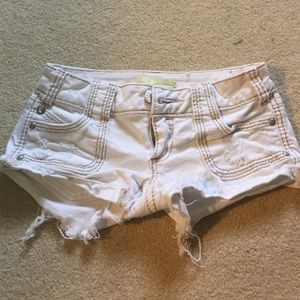 White Distressed Jean Shorts