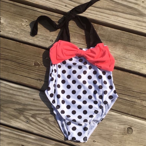 Coral Polka-Dot Swimsuit