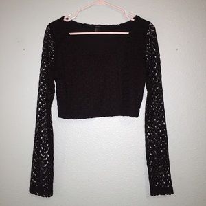 Forever 21 Black Long Sleeved Crop Top