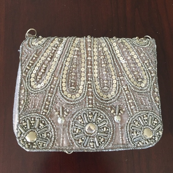 Ecote silver jeweled cross body/ shoulder bag