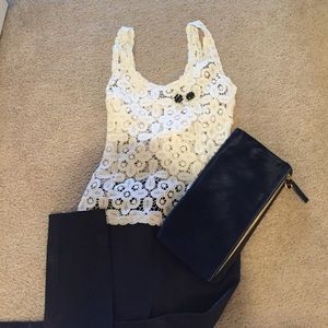 Lace zipper flitted tank top