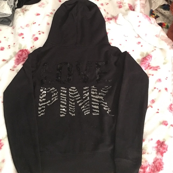 VS Pink Bling Animal Print Fullzip Hoodie