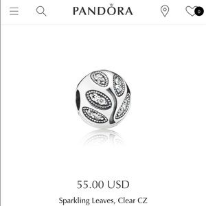 Sparkling leaves pandora charm