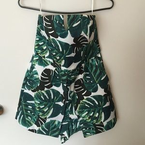 Topshop palm print skort romper