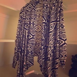 Cardigan - white tribal print