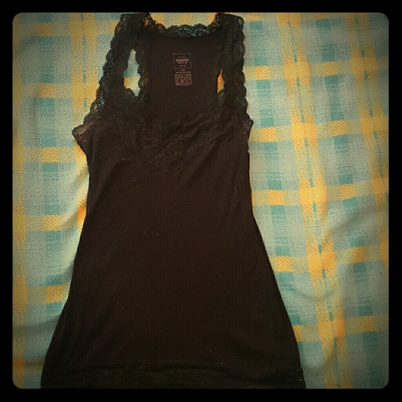 Black lace bordered tank top