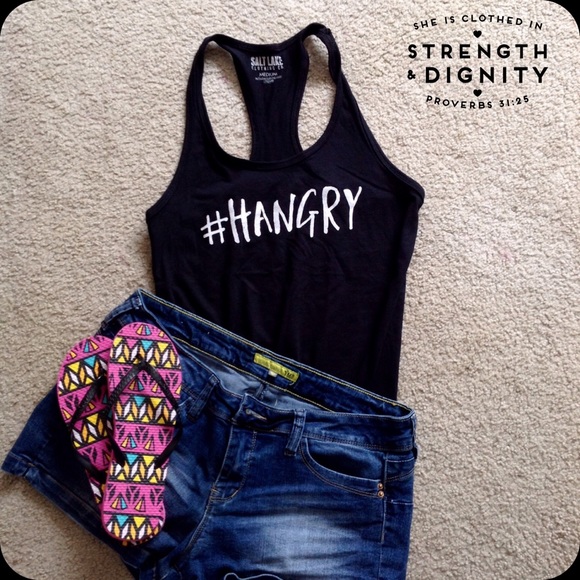 💋LAST ONE💋Graphic Racerback #HANGRY Tank