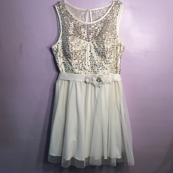 Off-White Tulle and Sequin Dress