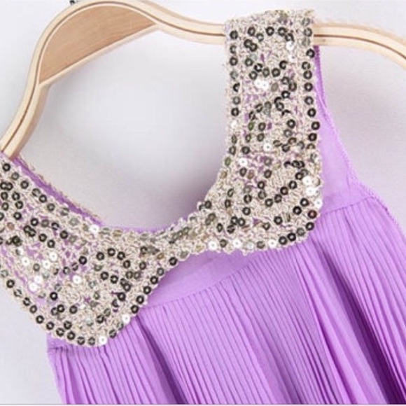 Purple Chiffon with Sequin Dress