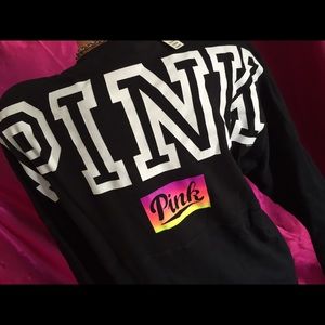 Victoria's Secret Pink Black Sweatshirt Crew M