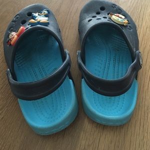 CROCS Shoes - Gently worn crocs with three jibbits! CROCS Shoes - Gently worn crocs with three jibbits!