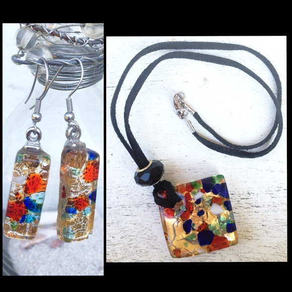 [duplicate] ITALIAN Murano Glass Necklace Earrings - Picture 2 of 5