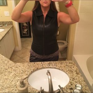 Black genuine leather vest! Mint condition!