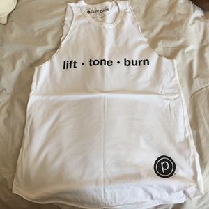 Pure Barre Lift Tone Burn white tank top