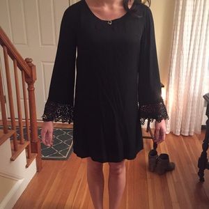 Black long sleeve shift dress