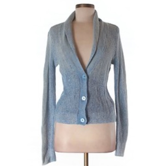 Blue-white marled cardigan