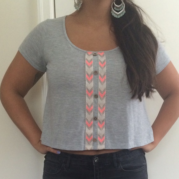 Soft grey baby doll crop top
