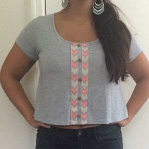 Soft grey baby doll crop top