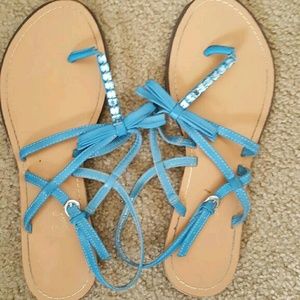 Blue jewelled sandals