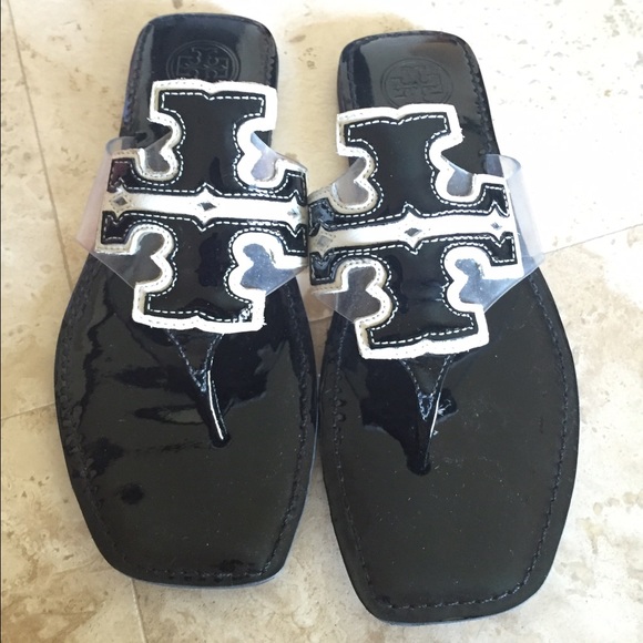 Tory Burch Patent Grier Flats Black/White