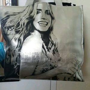 Large silver tote bag