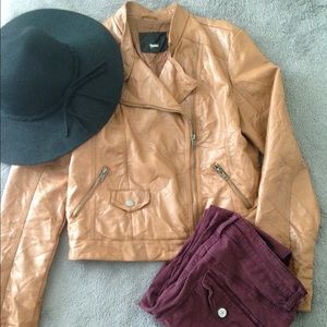 Camel-colored Faux Leather Jacket