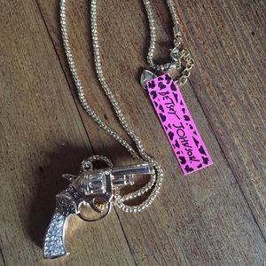 Betsey Johnson gold gun necklace