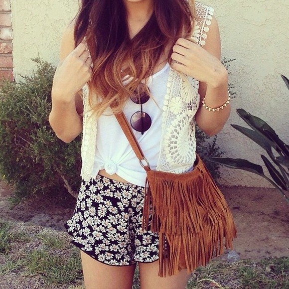 Brown fringe purse