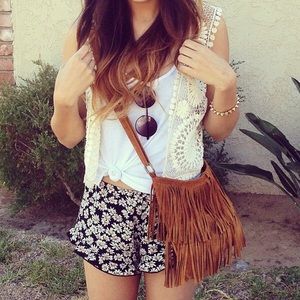Brown fringe purse