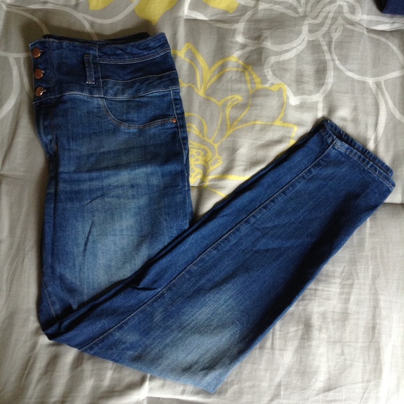 High Rise, Mid-wash Refuge Skinny Jeans