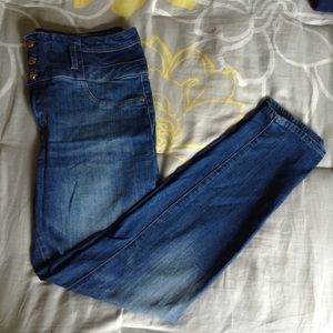 High Rise, Mid-wash Refuge Skinny Jeans