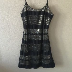 Black and Gold Striped Sequin Dress