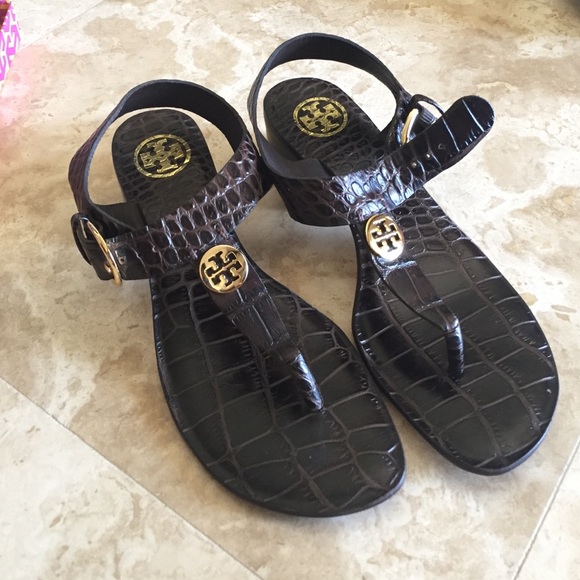 Tory Burch Jamie Thing Brown Python Print