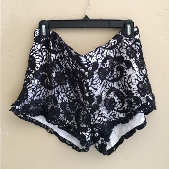 black lace shorts