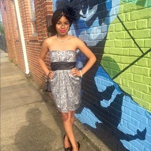 Strapless Black & Silver Dress Juniors Size 7