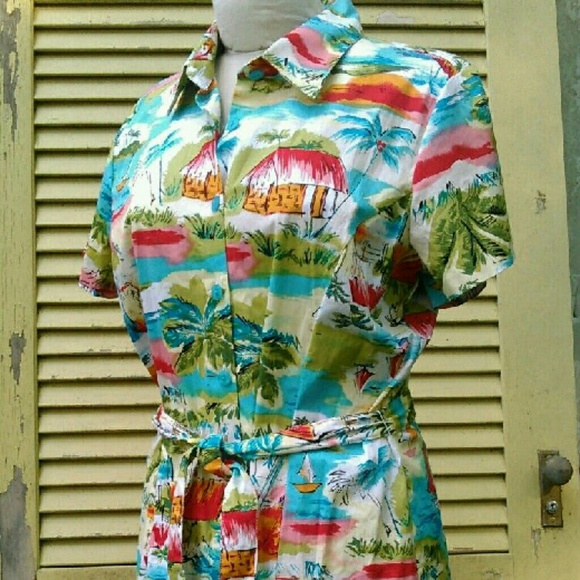 Carolina Colours Hawaiian Print Buttondown Dress