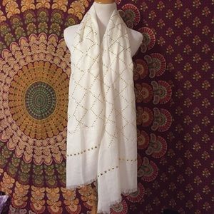 Gold Studded Scarf - Cream
