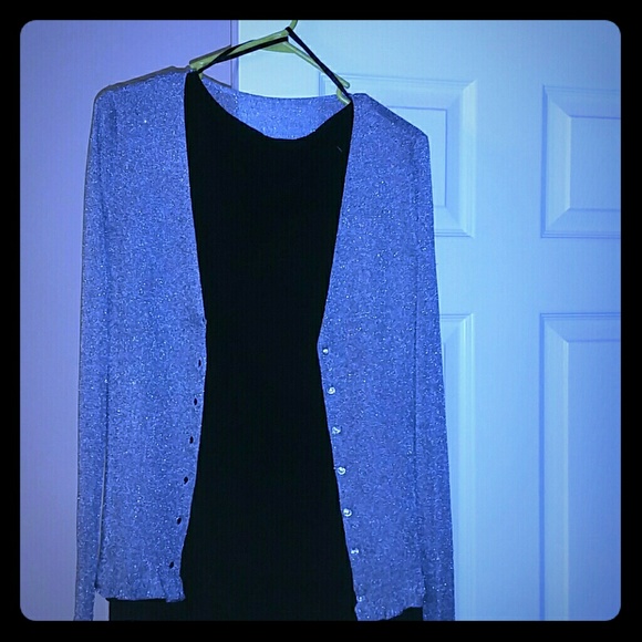 Sparkling, black&silver sweater & black top