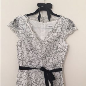 Calvin Klein White w/ Black Trim Lace, Size 4