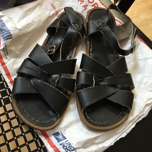 Womens Black Salt Water Sandals