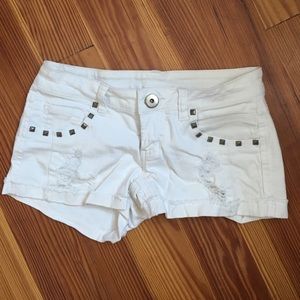 Studded White Shorts