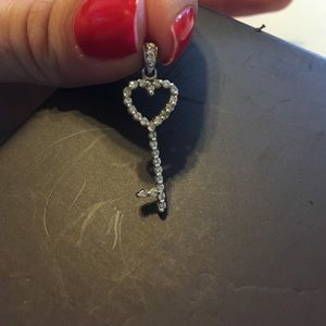14K White Gold and Diamond Key Pendant