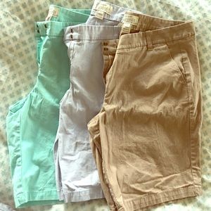 Three pairs of J.Crew Bermuda Shorts